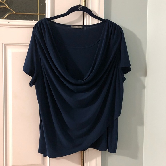 Navy Blue cowl neck blouse - Picture 2 of 4
